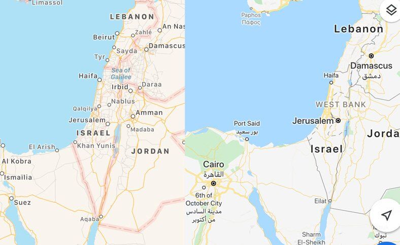 Google ve Apple Filistin'i haritadan sildi #1