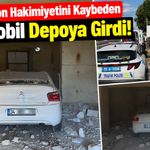 Direksiyon Hakimiyetini Kaybeden Otomobil Depoya Girdi