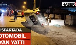 Isparta'da Otomobil Yan Yattı