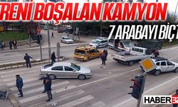 FRENİ BOŞALAN KAMYON  7 ARABAYI BİÇTİ