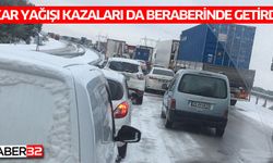 Kar Yağışı Trafik Kazalarını da Beraberinde Getirdi
