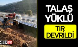 Talaş Yüklü Tır Devrildi