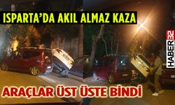 Şaşırtıcı Kaza Bir Araç Diğerinin Üzerine Çıktı