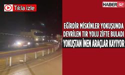 Eğirdir'de Zift Yüklü Tır Devrildi