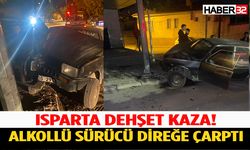 Isparta'da Feci Kaza Otomobil Direğe Çarptı
