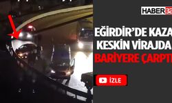 Eğirdir Miskinler Yokuşunda Otomobil Bariyere Çarptı