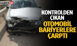Isparta'da Kontrolden Çıkan Otomobil Bariyerlere Çarptı