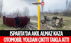 Isparta'da Ağaca Çarpan Otomobil Takla Attı