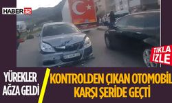 Kontrolden Çıkan Otomobil Karşı Şeride Geçti