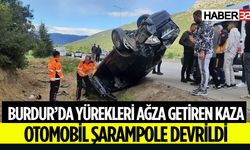 Burdur'da Otomobil Şarampole Devrildi