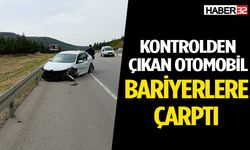 Göltaş rampasında kaza: Otomobil bariyerlere çarptı