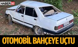 Otomobil bahçeye uçtu, sürücüsü yaralandı