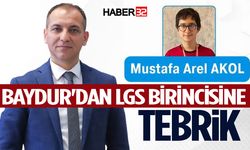 Baydur'dan LGS birincisine tebrik