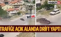 Trafiğe açık alanda drift yaptı