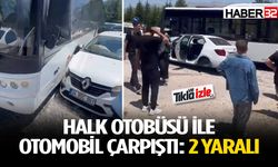 Halk otobüsüyle otomobil çarpıştı: 2 yaralı