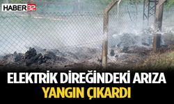 Elektrik direğindeki arıza yangın çıkardı