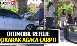 Isparta’da kontrolden çıkan otomobil refüjdeki ağaca çarptı