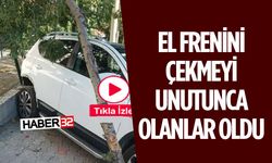 El Freni Unutulan Araç Duvara Çarptı