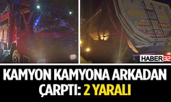 Kamyon kamyona arkadan çarptı: 2 yaralı