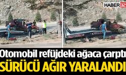 Otomobil refüjdeki ağaca çarptı, sürücü ağır yaralandı