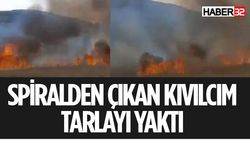 Spiralden çıkan kıvılcım tarlada yangın çıkardı