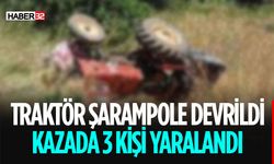 Traktör Şarampole Savruldu 3 Yaralı