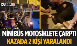 Minibüs-Motosiklet Çarpışmasında İki Yaralı