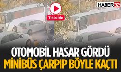 Minibüs Park Halindeki Otomobile Çarpıp Kaçtı