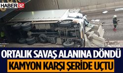 Kamyon Devrildi, Trafik Kilitlendi