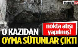 Şehrin merkezinde yapılan kaçak kazıdan oyma sütunlar çıktı