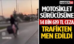 Trafiği Tehlikeye Düşüren Motosiklet Sürücüsüne Ceza Yağdı