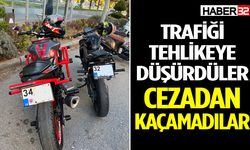 Trafiği Tehlikeye Düşüren Motosikletliler Yakalandı