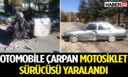 Otomobile çarpan motosiklet sürücüsü yaralandı