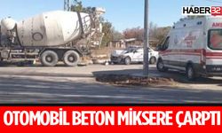 Otomobil Beton Miksere Çarptı