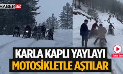 Gençler Karlı Kaplı Yaylada Motosiklet Kullandı