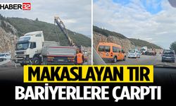 Makaslayan tır bariyerlere çarptı