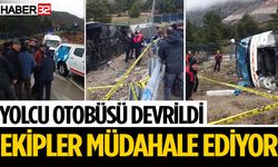 Eğirdir'de yolcu otobüsü devrildi… Ekipler müdahale ediyor