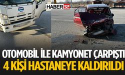 Otomobil ile Kamyonet Çarpıştı 4 Yaralı