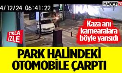 Minibüs, park halindeki otomobile çarptı