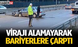 Virajı Alamayarak Bariyerlere Çarptı, Sürücü Yaralandı