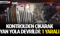 Kontrolden çıkan tır devrildi, sürücü yaralandı