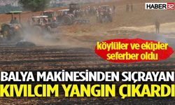 Balya makinesinden sıçrayan kıvılcım yangın çıkardı