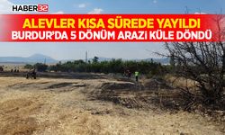 Alevler Kısa Sürede Yayıldı: Burdur’da 5 Dönüm Arazi Küle Döndü