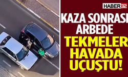 Kaza Sonrası Arbede Yaşandı! Tekmeler Havada Uçuştu