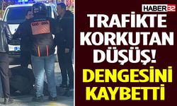 Motosiklet Sürücüsü Dengesini Kaybederek Düştü