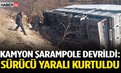 Kamyon Şarampole Devrildi: Sürücü Yaralı Kurtuldu