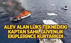 Kalkan açıklarında alev alan lüks teknedeki kaptan Sahil Güvenlik ekiplerince kurtarıldı