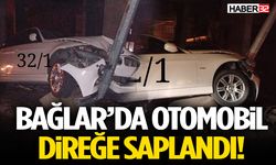 Bağlar’da Otomobil Direğe Saplandı!