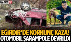Eğirdir’de Korkunç Kaza! Otomobil Şarampole Devrildi