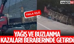 Yağış Ve Buzlanma Kazaları Beraberinde Getirdi